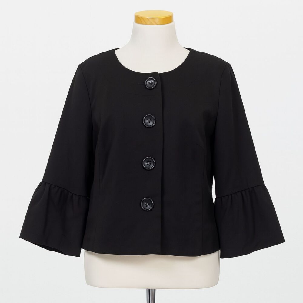 Apt.9 Woman Black Size 14 Blazer Jacket 3/4 Bell Sleeve